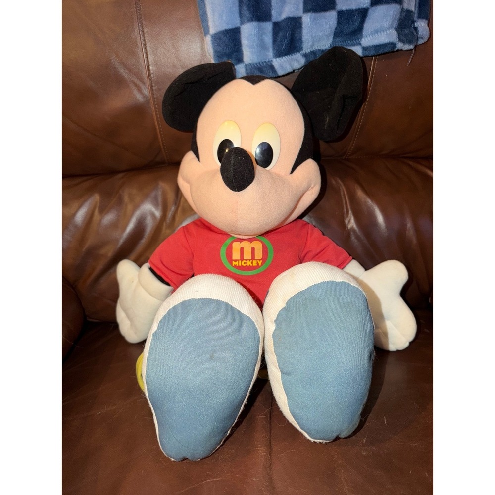 Vintage 2000 Fisher-Price Disney Mickey Mouse Plush Large Plastic Eyes Red Shirt